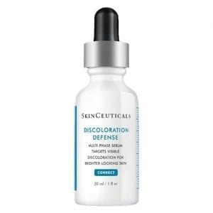 Discoloration Defense is a layerable, daily-use dark spot corrector clinically proven to reduce the appearance of key types of skin discoloration, including hard-to-treat forms such as stubborn brown patches and post-acne marks.