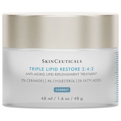Triple Lipid Restore 2:4:2 is an anti aging cream formulated with a maximized concentration of lipids: 2% pure ceramides, 4% natural cholesterol, and 2% fatty acids.